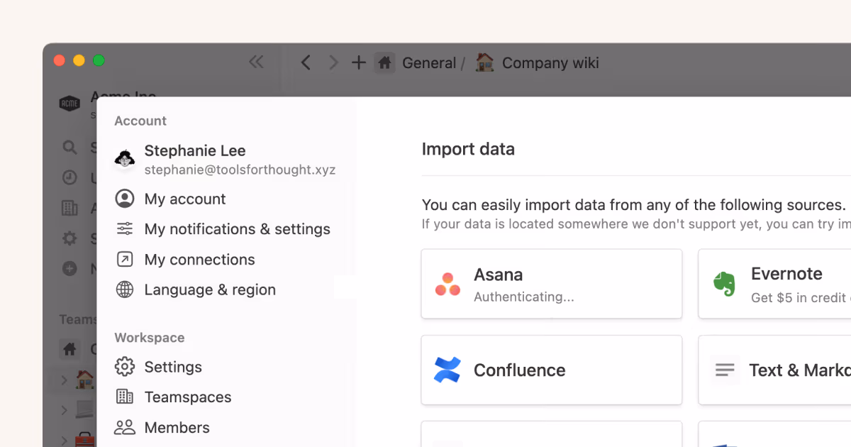 Importez vos projets Asana dans Notion pour une expérience de travail connectée