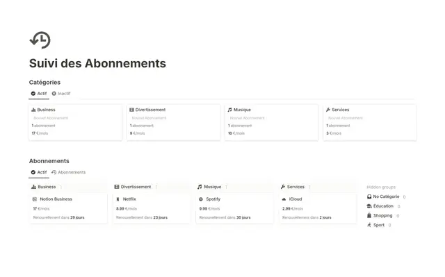 Suivi des Abonnements