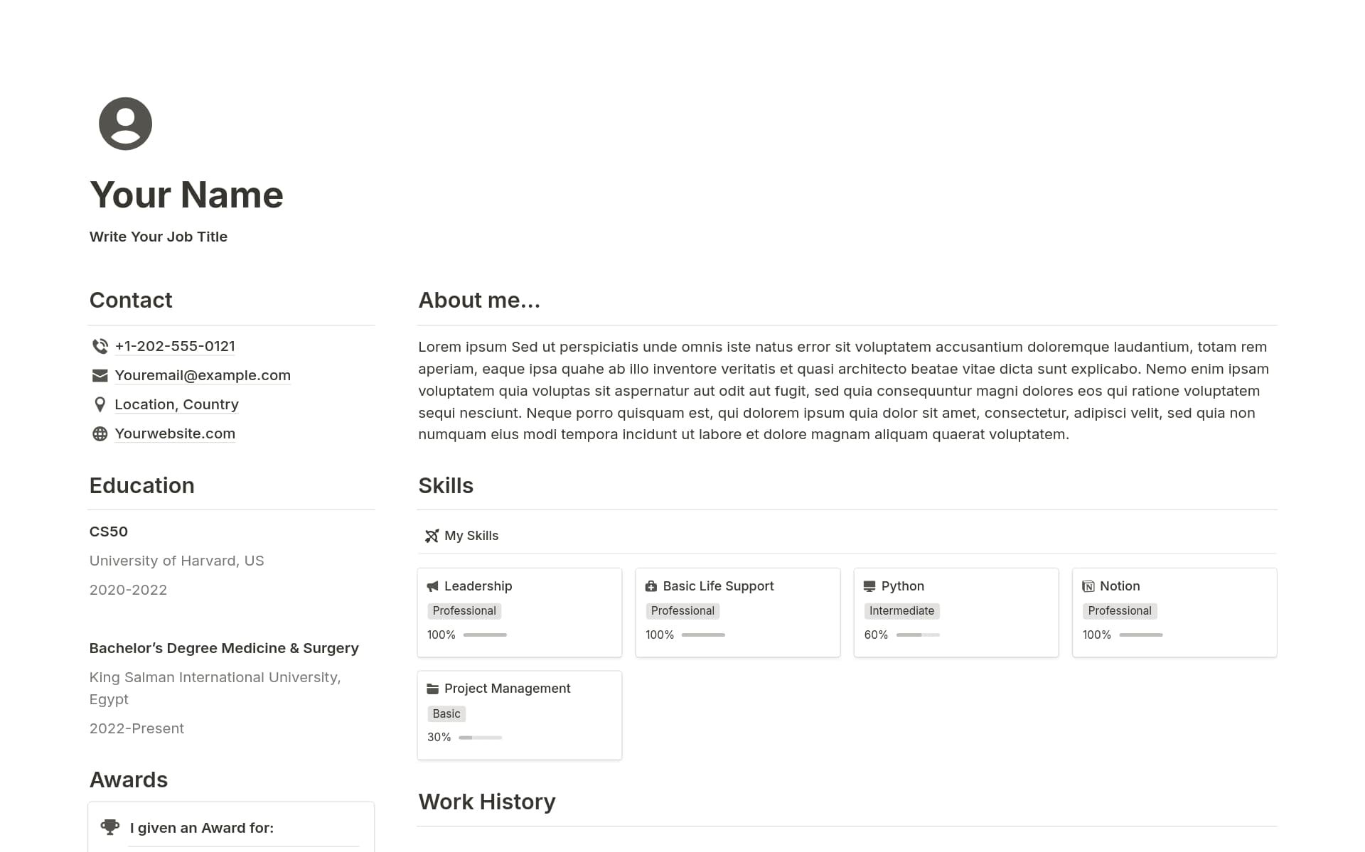 Aperçu du modèle de Minimalist Resume
